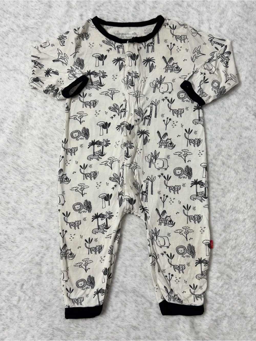 Magnetic Me Black White Safari Animal Footless Sleeper 3-6M Baby Modal Neutral